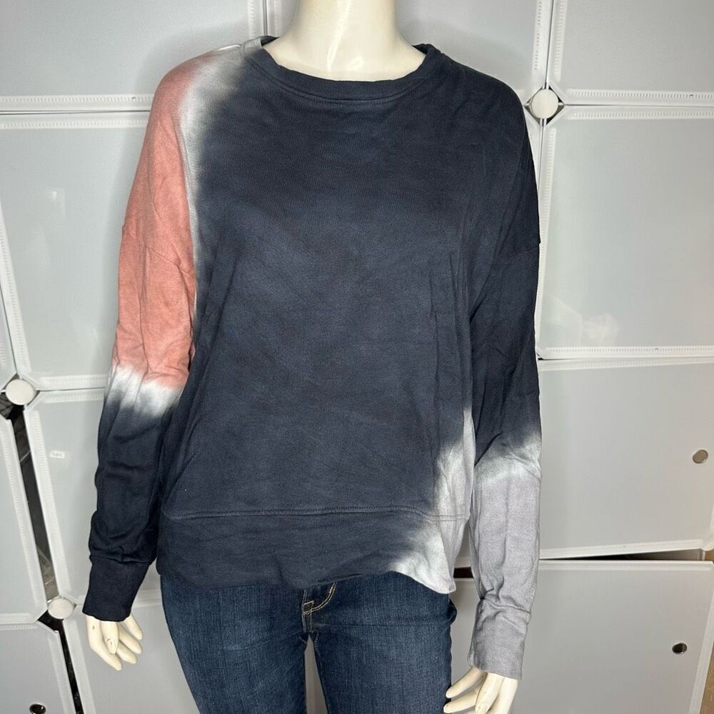 Anthropologie Sundry Terry Oversize Sweatshirt in Terracotta & Charcoal Size 1/S - Picture 2 of 12